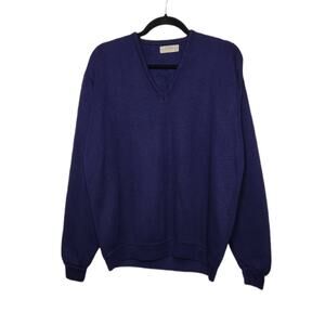 Vintage Creslan Casuals Sweater VNeck 60s 70s Blue Navy Groovy Hippie Rockabilly